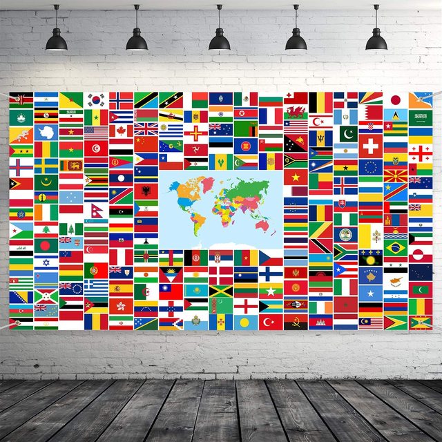 Maitys World Flag Banner International Flags Banner Background Country  Flags Banner Backdrop Decoration - AliExpress